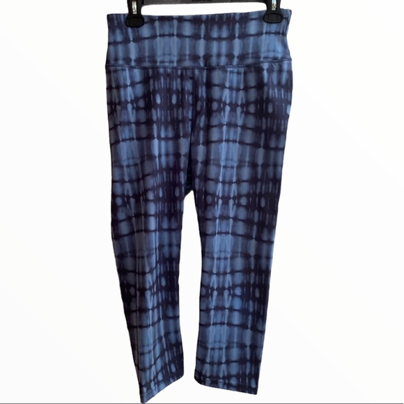 NWOT DANSKIN HIGH WAISTED TIE DYE BLUE CAPRIS - Picture 2 of 4